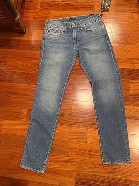 True Religion Men's Slim Straight Jeans in Light Blue Wash